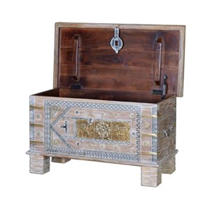 Coffre bronze bois marron - décoration