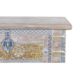 Coffre bronze bois marron - décoration