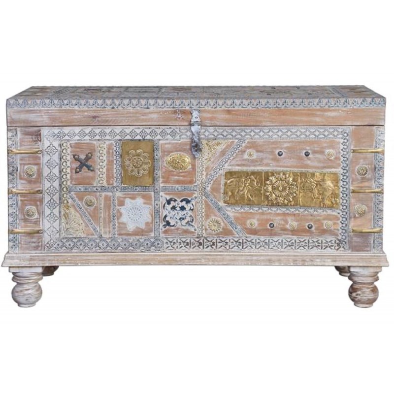 Coffre bronze bois marron - décoration