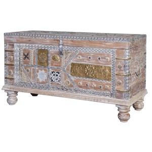 Coffre bronze bois marron - décoration