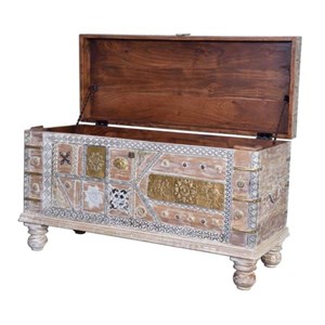 Coffre bronze bois marron - décoration