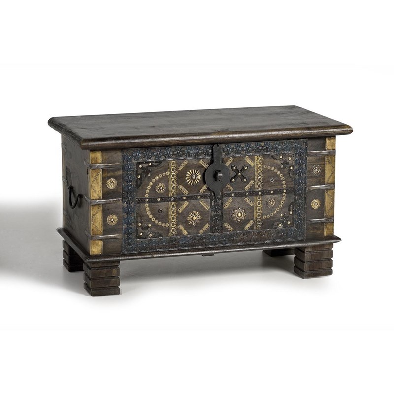 Coffre bronze bois marron - décoration