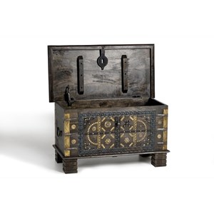 Coffre bronze bois marron - décoration