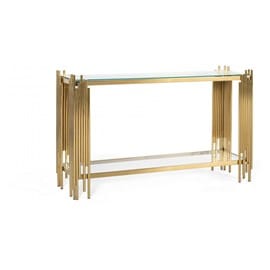 Console acier verre or 130x40x80cm -