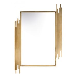 Grand miroir acier verre or 80x2x120cm -