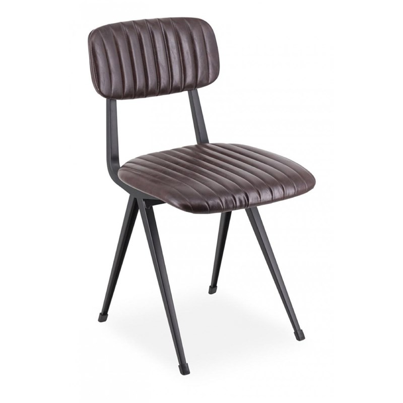 Chaise peau synthétique fer marron -