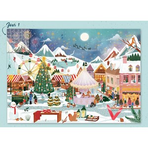 Puzzle calendrier avent village de noël