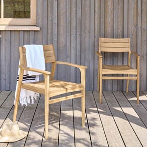 Lot de 2 fauteuils jardin en teck massif