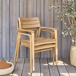 Lot de 2 fauteuils jardin en teck massif