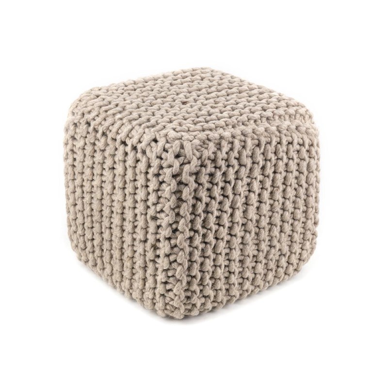 Tabouret laine laine beige - décoration