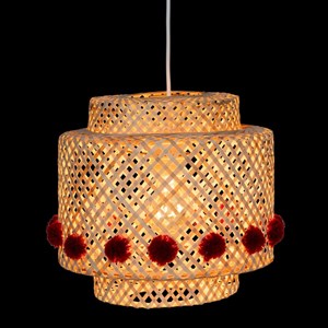 Suspension bambou avec pompons