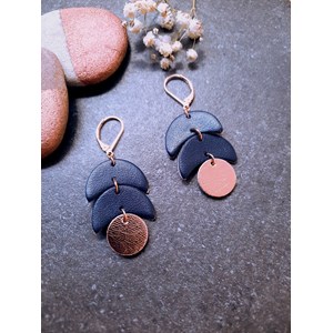 Boucles d'oreilles en cuir calder marine