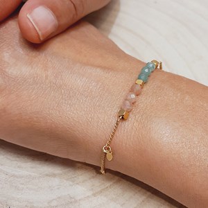 Bracelet pierres talisman rose et vert