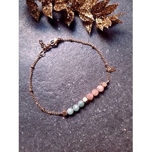 Bracelet pierres talisman rose et vert