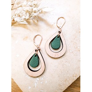 Boucle d'oreille amande vert de gris