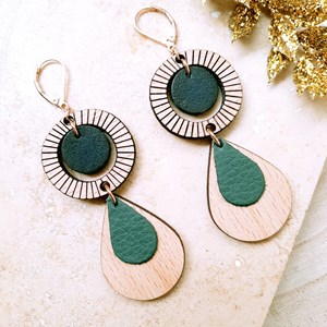 Boucles d'oreilles ethnique vert de gris