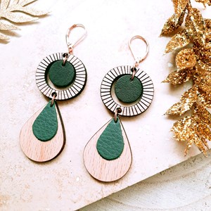 Boucles d'oreilles ethnique vert de gris