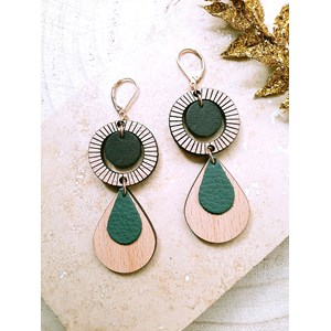 Boucles d'oreilles ethnique vert de gris