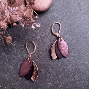 Boucle d'oreille courte chouchous cassis