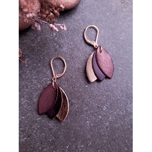Boucle d'oreille courte chouchous cassis