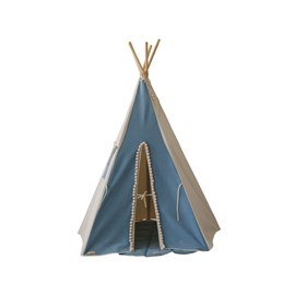 Tente tipi bleu jean avec pompoms