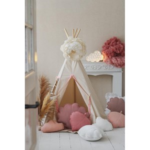 Tente tipi avec pompoms - beige rose