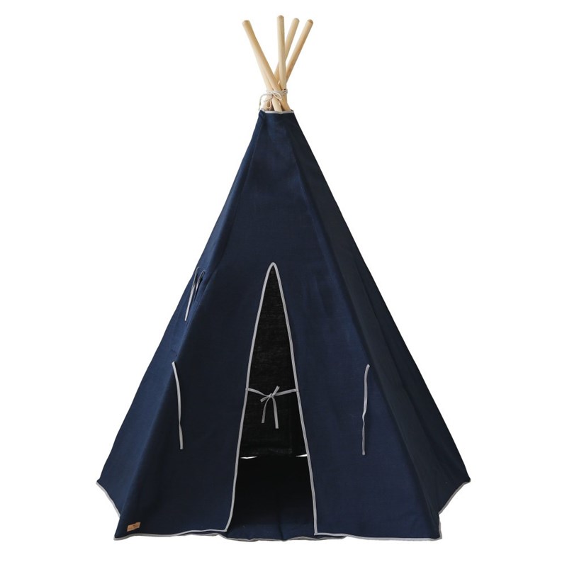 Tente tipi bleu marine lin naturel