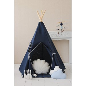 Tente tipi bleu marine lin naturel