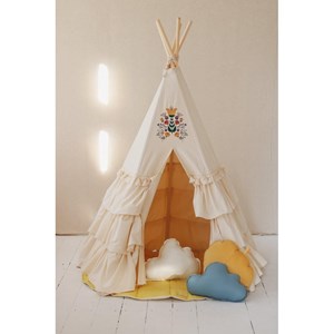 Tente tipi folk à volants - beige