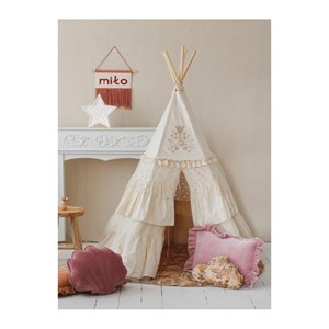 Tente tipi boho à volants - beige