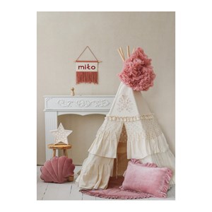 Tente tipi boho à volants - beige