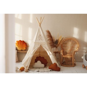 Tente tipi boho à volants - beige