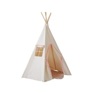 Tente tipi fluffy pompoms avec tapis - b