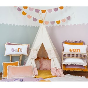 Tente tipi rose blanc avec volants