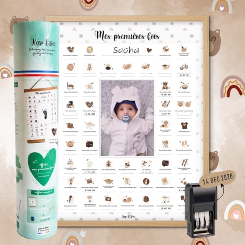 Keep love - Cadre affiche mes premières fois ourson