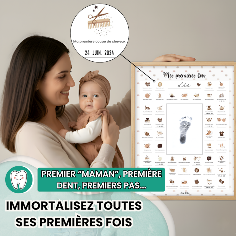 Cadre affiche mes premières fois ourson (Keep love) - Image 2
