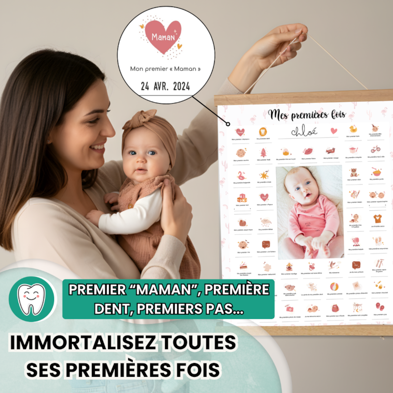 Cadre affiche mes premières fois flamant (Keep love) - Image 2