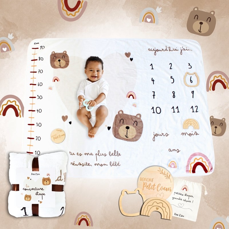 Couverture étape bébé - tapis photo mois