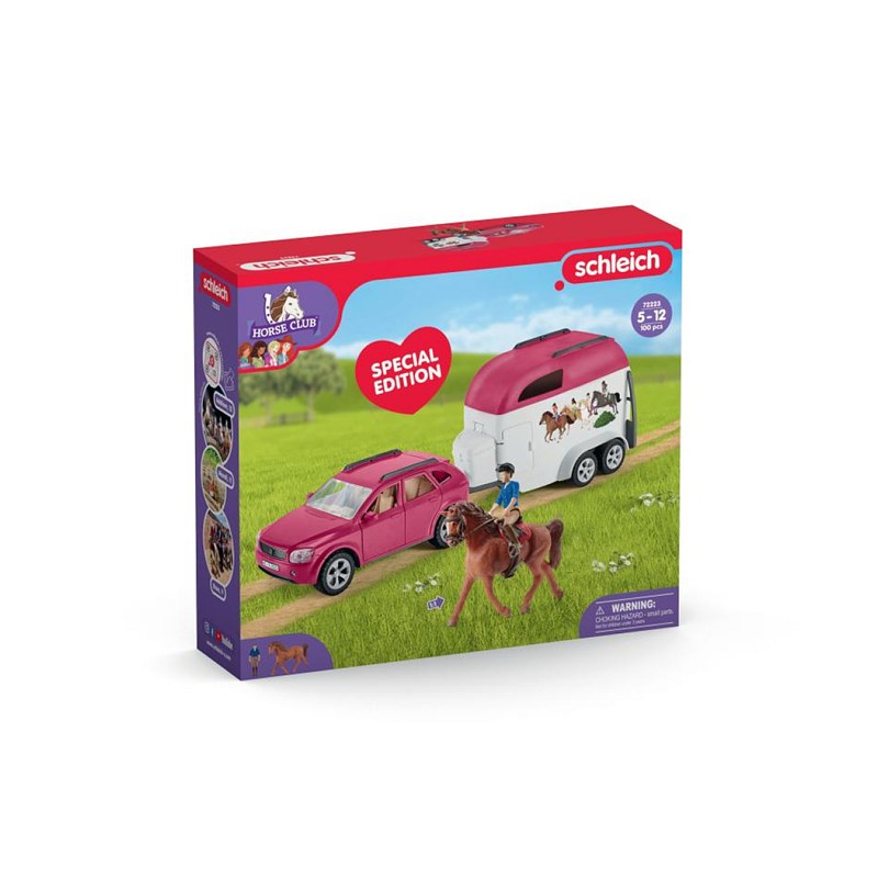 Schleich - 72223 voiture avec remorque pour chevaux