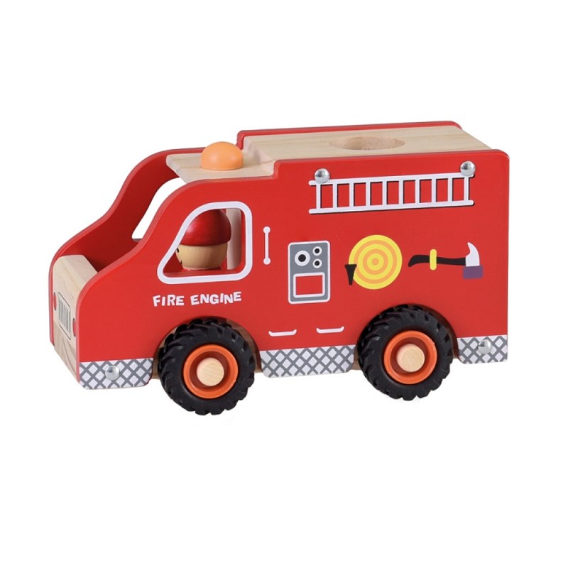 Grand camion de pompier en bois