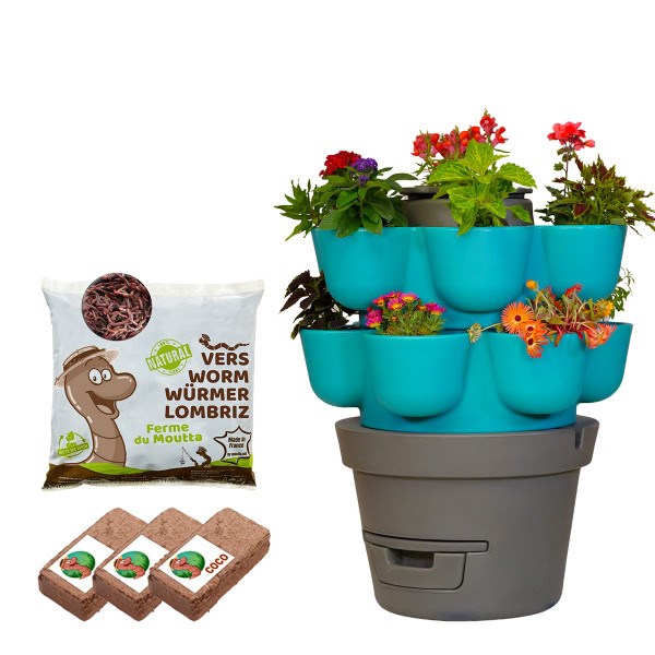 Wormgarden turquoise 2 jardinières
