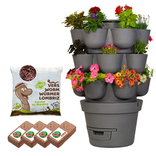Wormgarden gris 3 jardinières