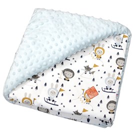 Couverture réversible minky eskimo bleu