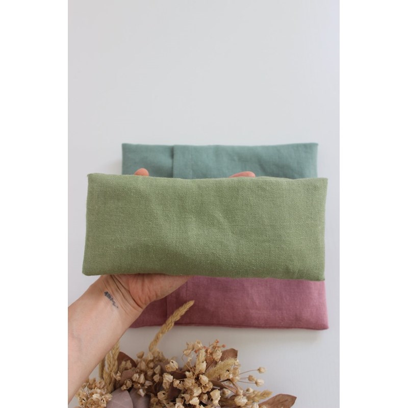 Masque yeux yoga - lin vert olive
