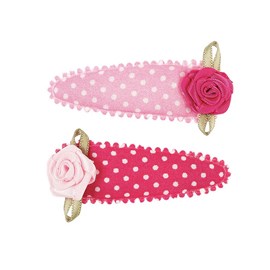2 barrettes shanne rose a pois