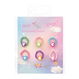 6 bagues bff colorees coeurs