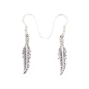 Boucle d'oreilles plume en argent