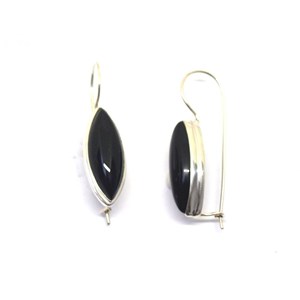 Boucles d'oreille amande agate noire