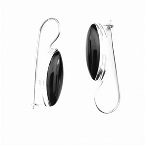Boucles d'oreille amande agate noire
