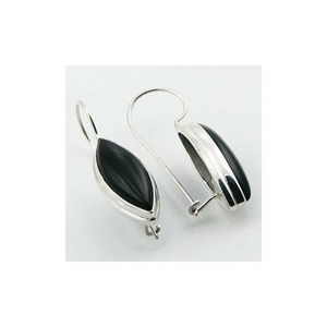 Boucles d'oreille amande agate noire